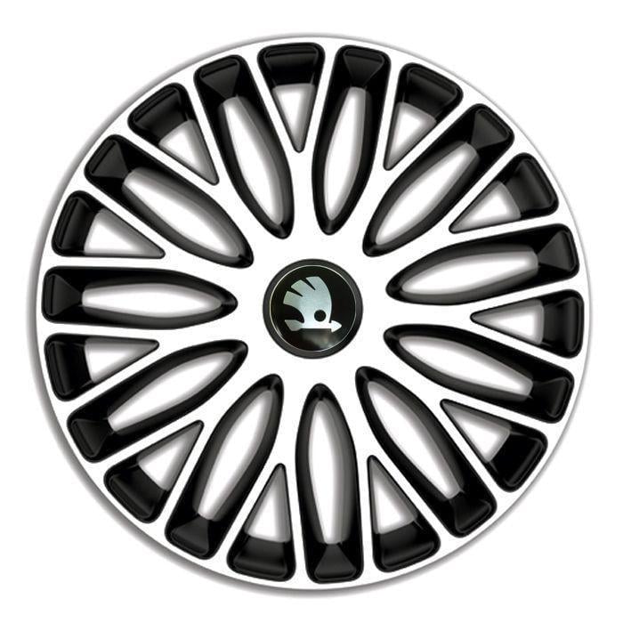 Колпаки для колес 4 Racing Mugello R15 c логотипом Skoda 4 шт. White/Black