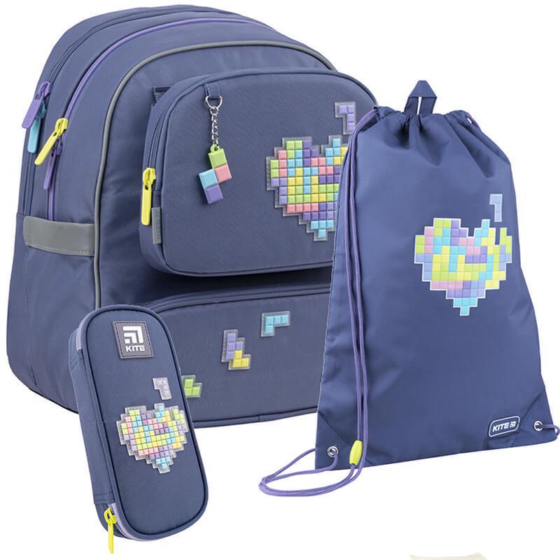 Рюкзак шкільний з пеналом та сумкою для взуття Wonder Kite 756S Tetris (SET_K22-756S-1)