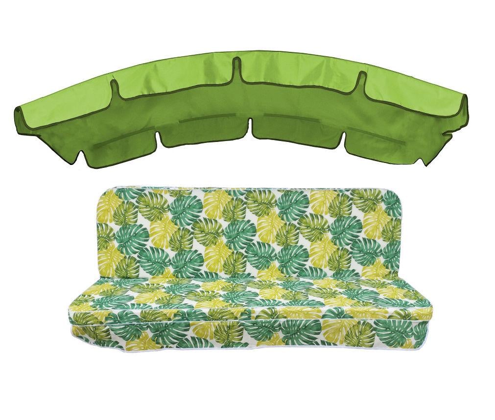 Комплект подушок для гойдалки eGarden Fauna 180x110x6 тент 120x210 Салатний