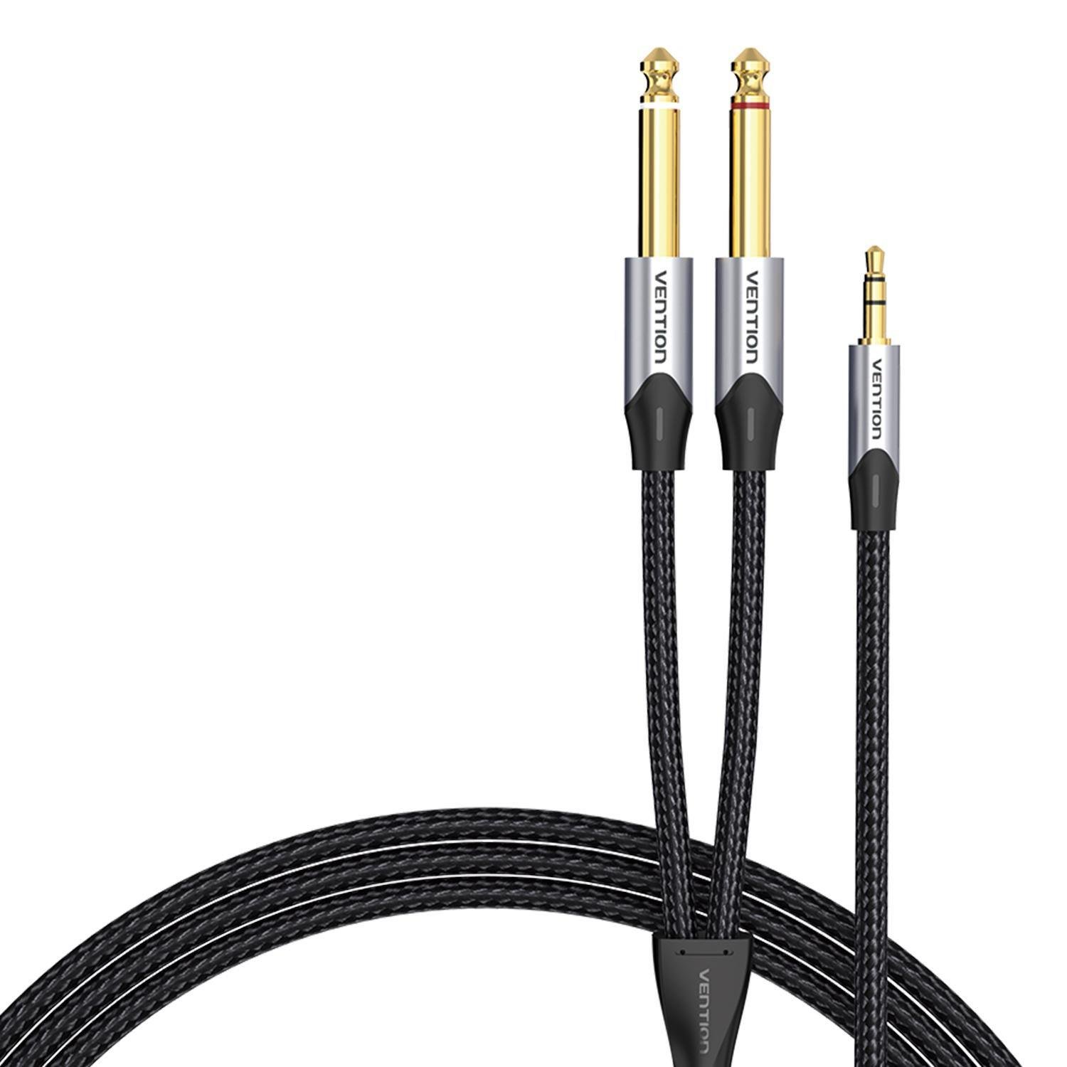 Аудиокабель сплиттер Vention 3,5/2х6,5 мм 2 м Серый (BARHH)