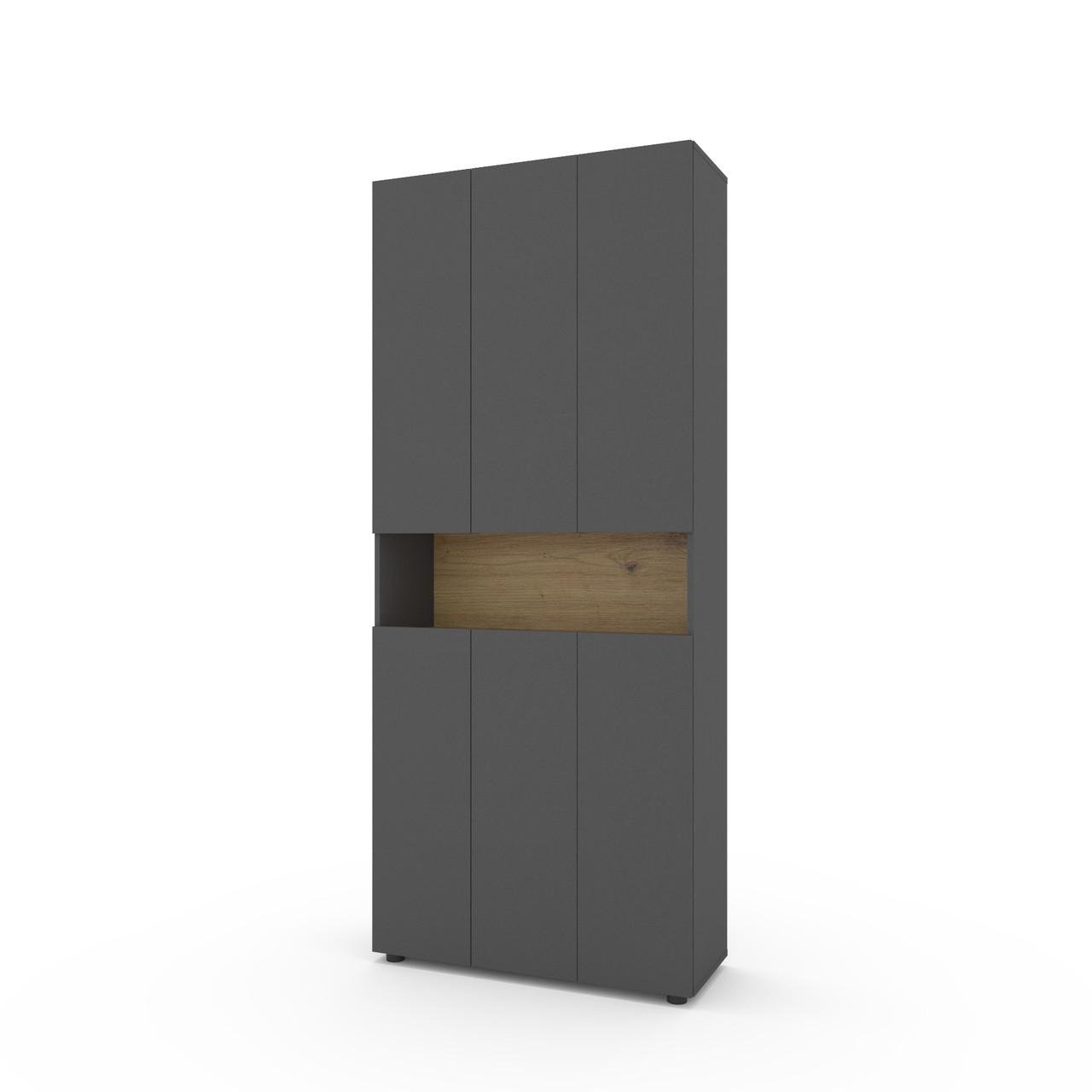Шкаф Metkas Home B001 ЛДСП 900x350x2130 мм Антрацитовый/Дуб Артизан