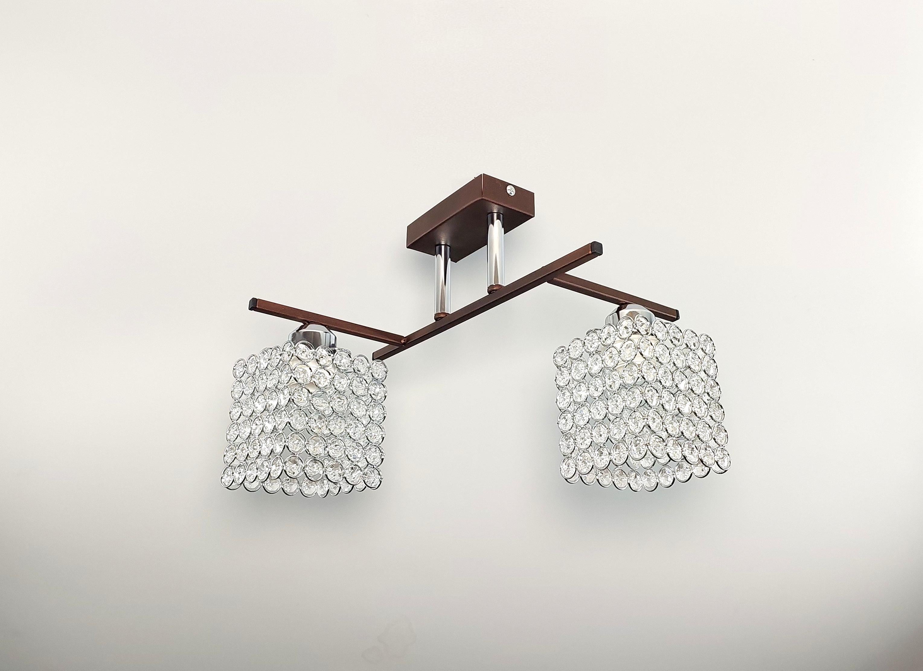 Люстра потолочная Лофт 3290/2 на 2 плафона металлическая Коричневый