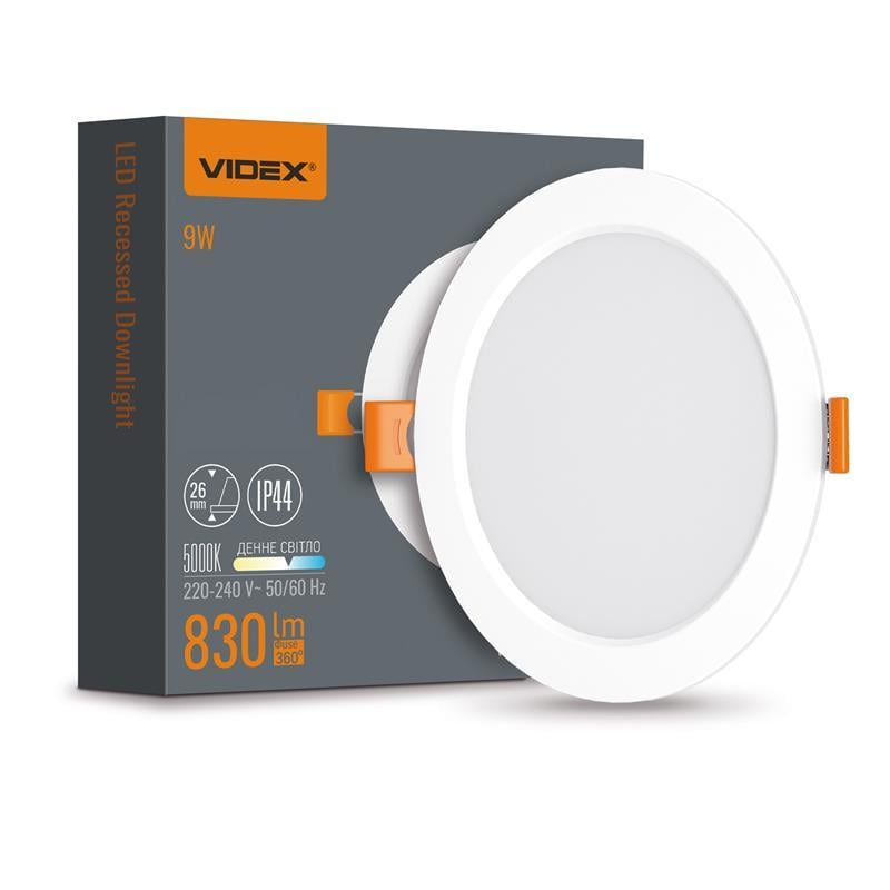 LED світильник вбудований круглий VIDEX VL-DLBR-095 9W 5000K 220V