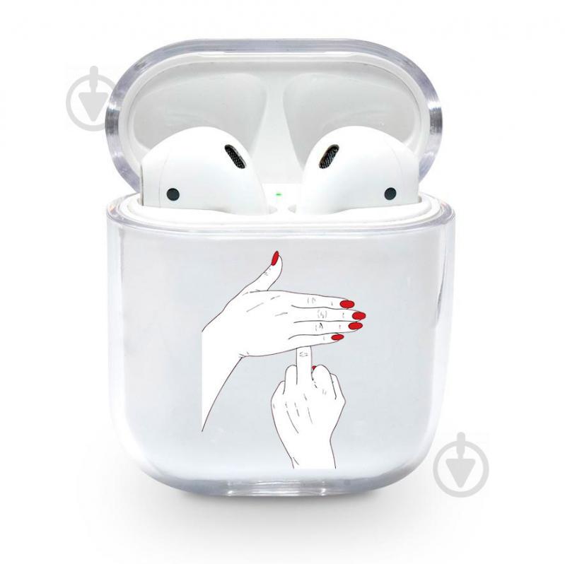 Прозрачный силиконовый чехол Apple AirPods с рисунком - Скрытый средний палец (KAP1224)