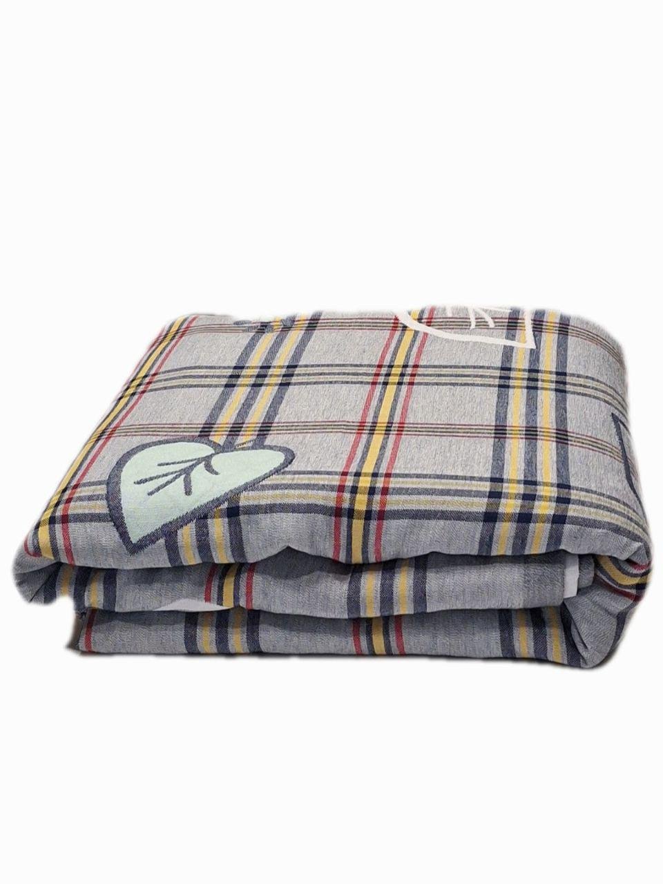 Покривало муслінове Koloco Клітинка 200x220 см Джинс (1246)