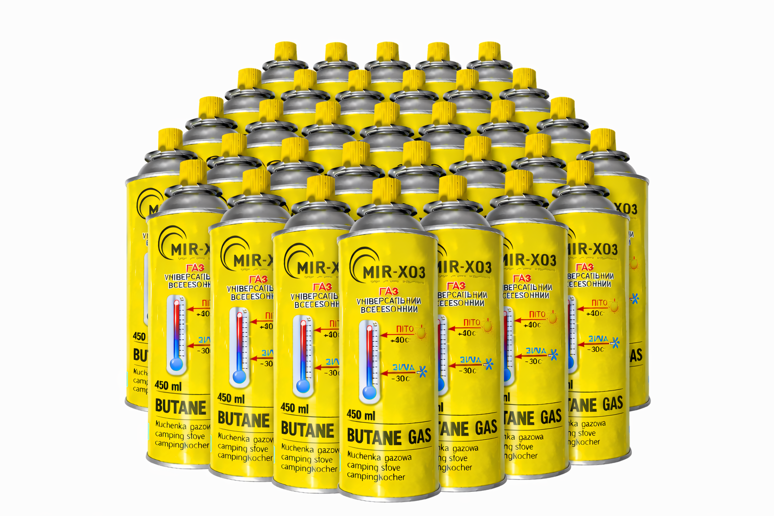 Баллон газовый всесезонный -30 °С + 40 °С Mir-XOZ 227 г/450 мл цанговый 28 шт.