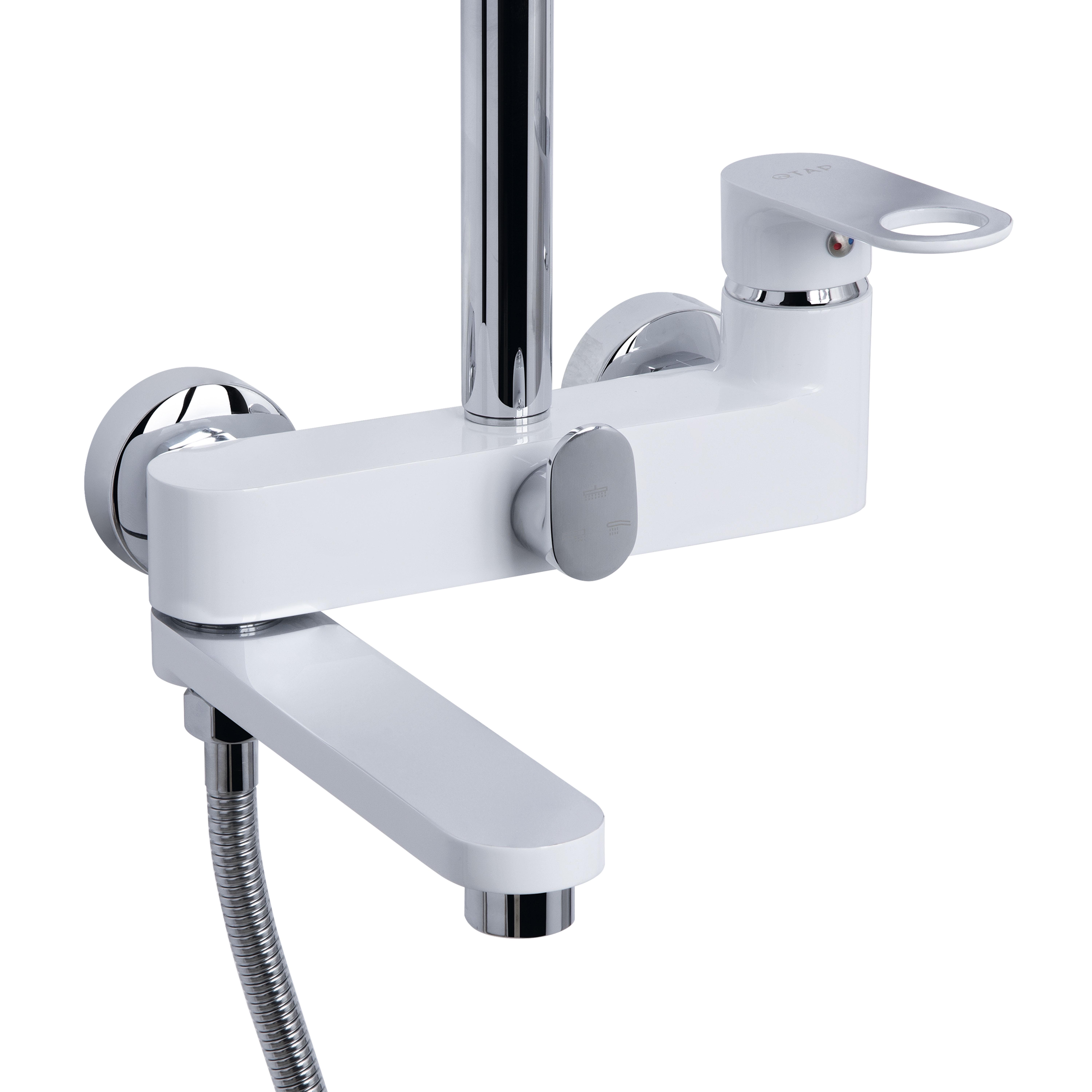 Душова система Qtap Jay на три споживачі з виливом Chrome/White (QTJAY111CRW45555)