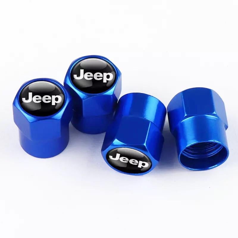 Набор колпачков на ниппель SUNROZ Caps для автомобиля Jeep Short 4 шт. Blue (A67399)