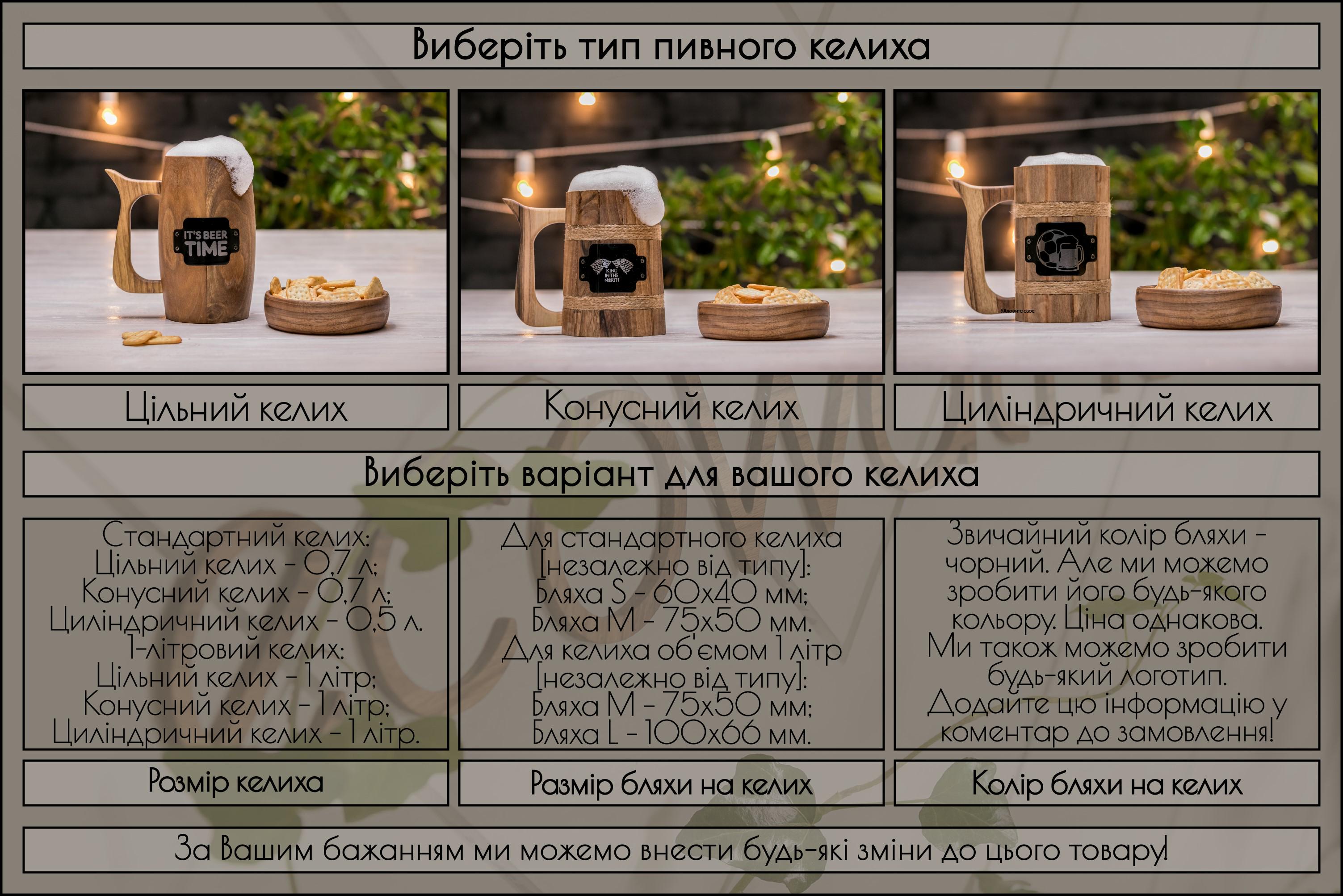 Бокал пивной EcoWalnut с гравированием сегментный конусный литровый (EK-30.2) - фото 6