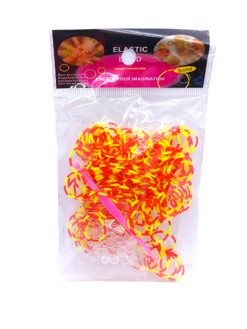 Резинки для плетения браслетов 200 шт. Желто-красный