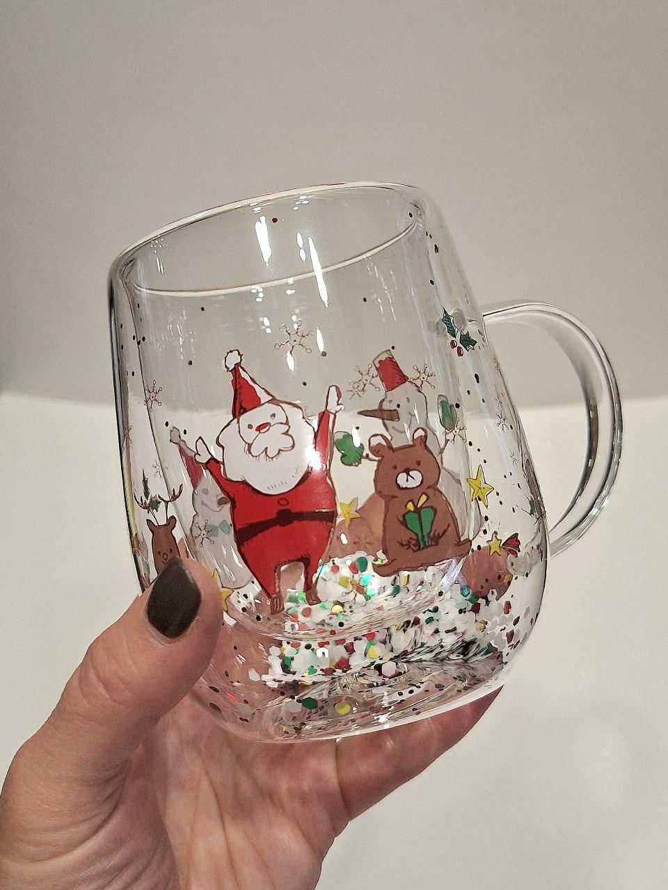 Кружка з подвійного скла Новорічна-2 300 мл (1748) - фото 5 Кружка з подвійного скла Новорічна-2 300 мл (1748) - фото 5