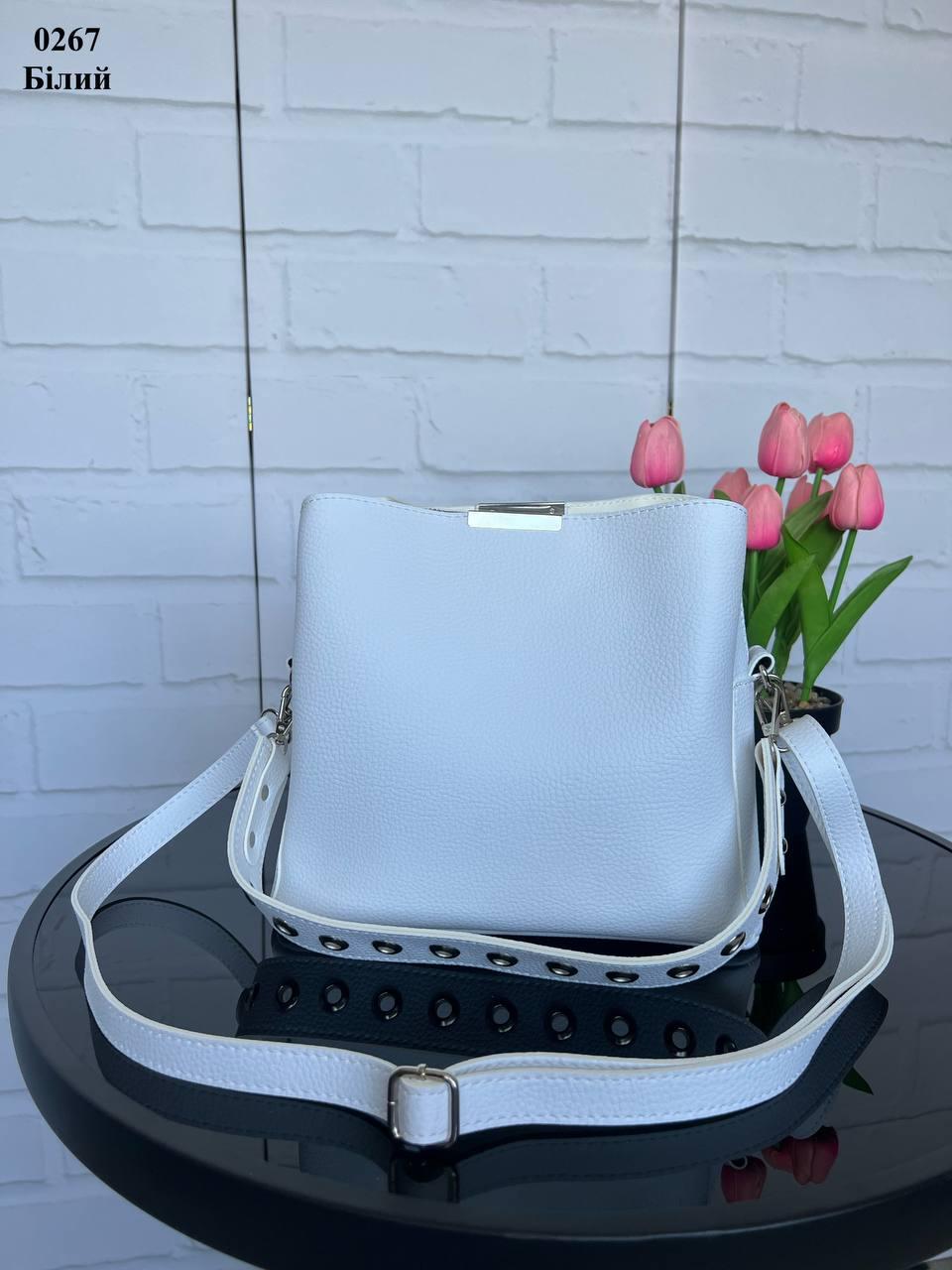 Сумка женская через плечо кросс-боди с двумя съемными ремнями из экокожи Белый - фото 6 Сумка женская через плечо кросс-боди с двумя съемными ремнями из экокожи Белый - фото 6