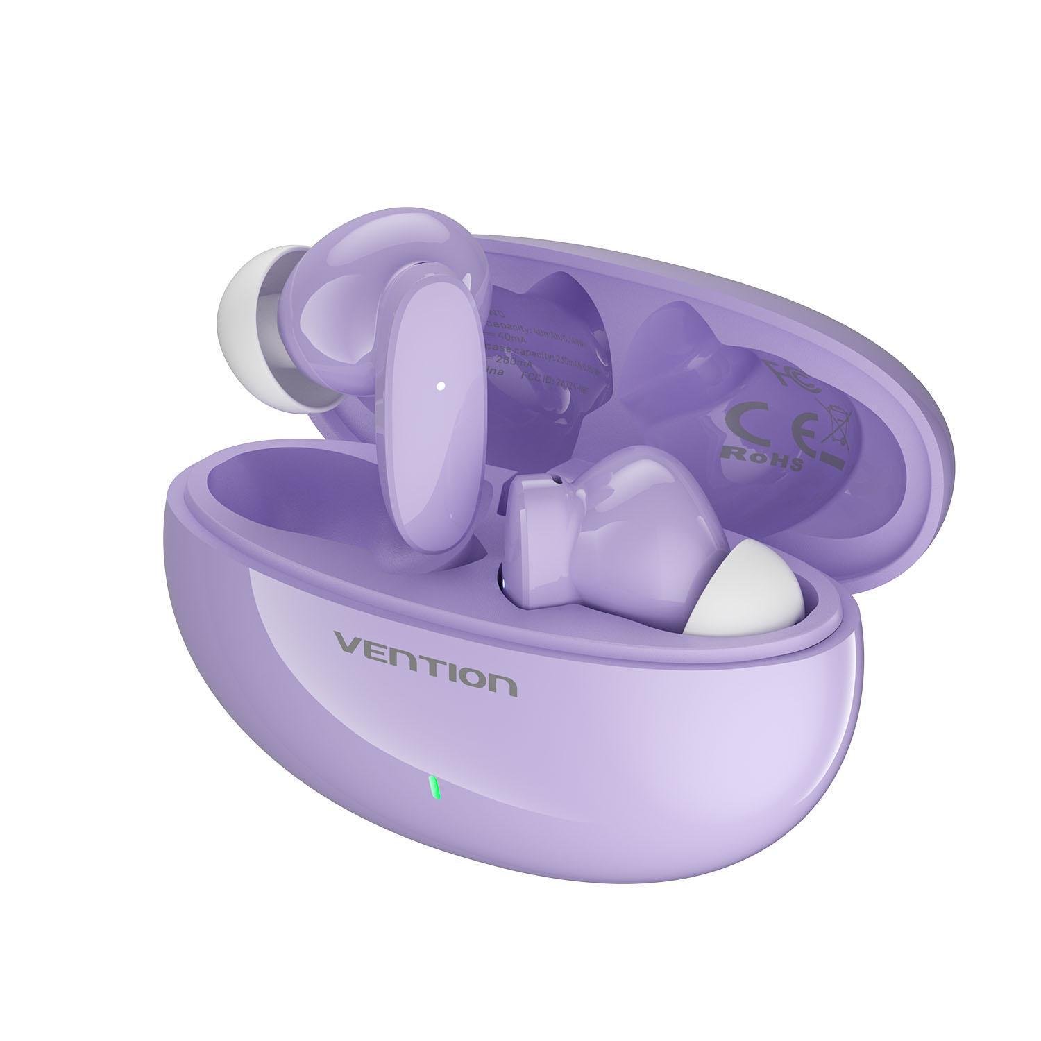 Наушники беспроводные Vention Elf E01 Bluetooth 5.3 TWS шумоподавления AAC/SBC Hi-Fi IPX4 водонепроницаемые Фиолетовый (NBFV0)