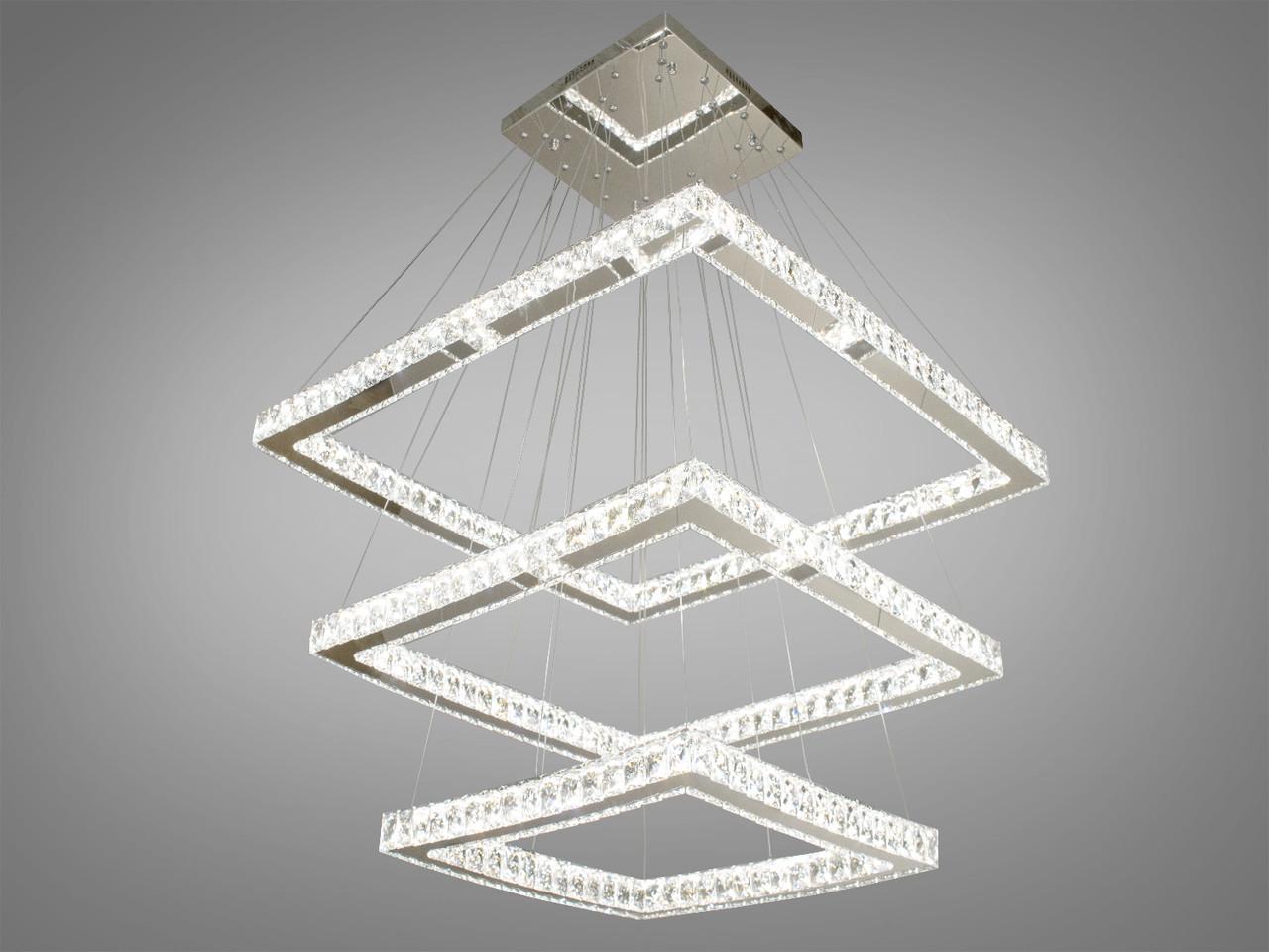 Люстра-подвес EcoLed хрустальная светодиодная 165W 8787-3A/810+650+490 Серебрянный