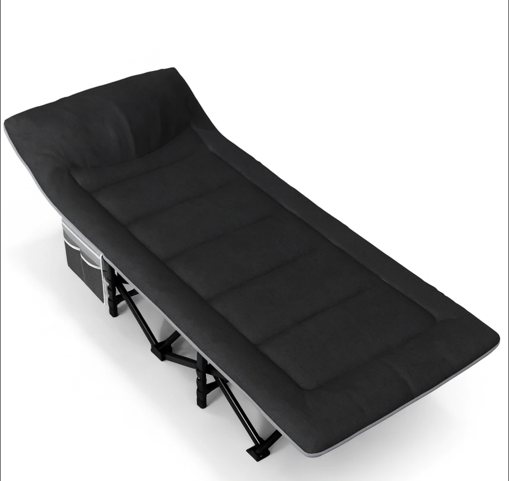 Розкладачка LEOBRO 190х67х35 см до 150 кг з вбудованим матрацом Чорний (LBCC-K1-BLK)