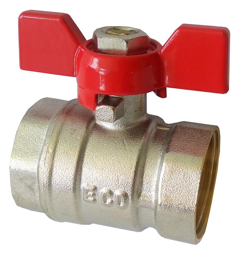 Кран шаровой Eco 3/4" ВВ бабочка никель Красный (RS-ST-RBE2)
