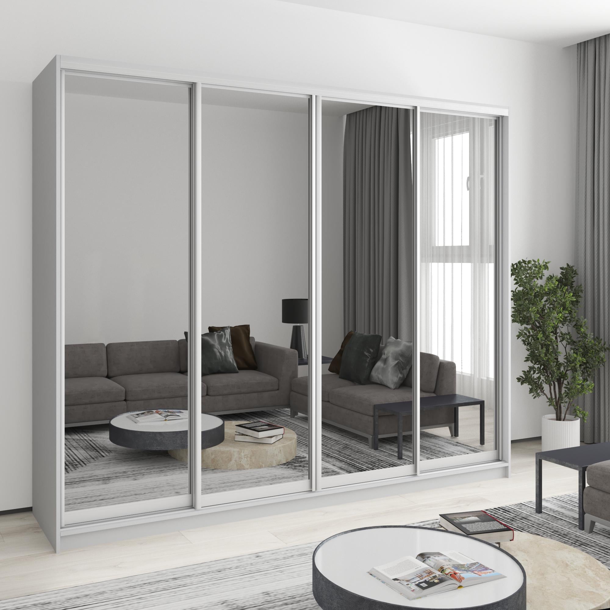 Шафа-купе чотиридверна MebelStar Стандарт AL 4 дзеркала 250x60x210 см Сіра мишка (MBS-12366)