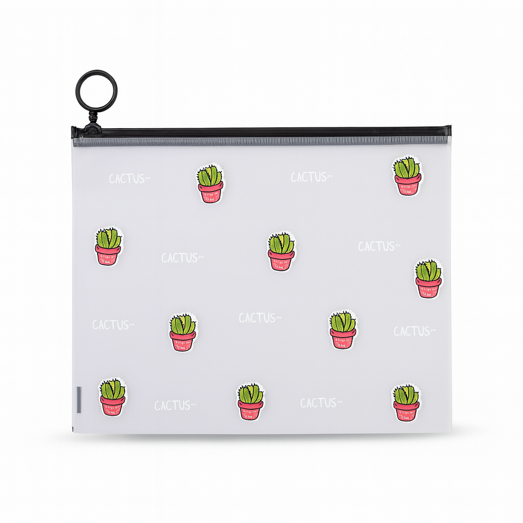Папка-пенал з бігунком I'm a cactus many А5 Різнокольоровий/Прозорий