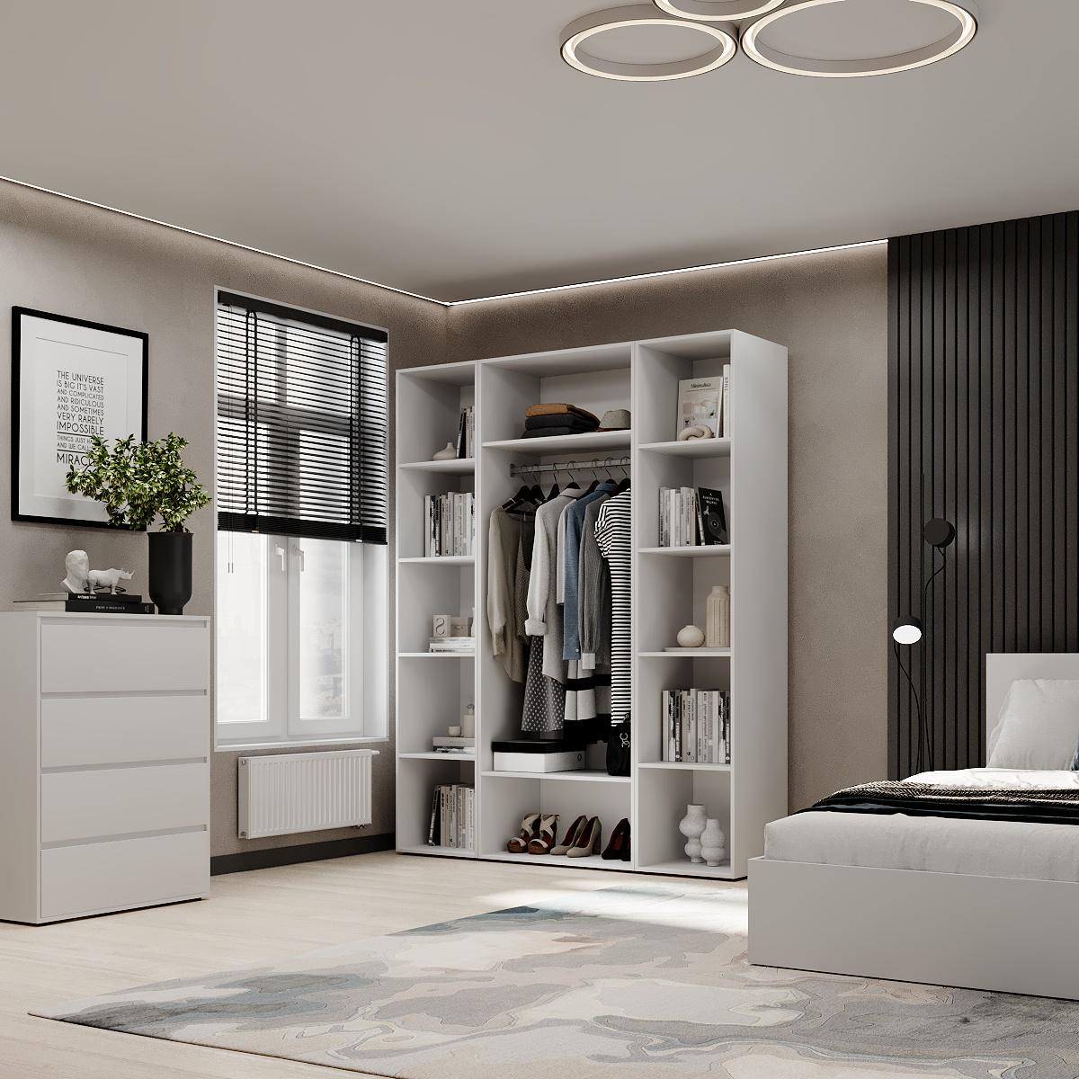 Шкаф распашной комбинированный ART IN HEAD №15 Light 1600x500x2200 мм Белый бриллиант (GALTK01510 мм 00000) - фото 4 Шкаф распашной комбинированный ART IN HEAD №15 Light 1600x500x2200 мм Белый бриллиант (GALTK01510 мм 00000) - фото 4