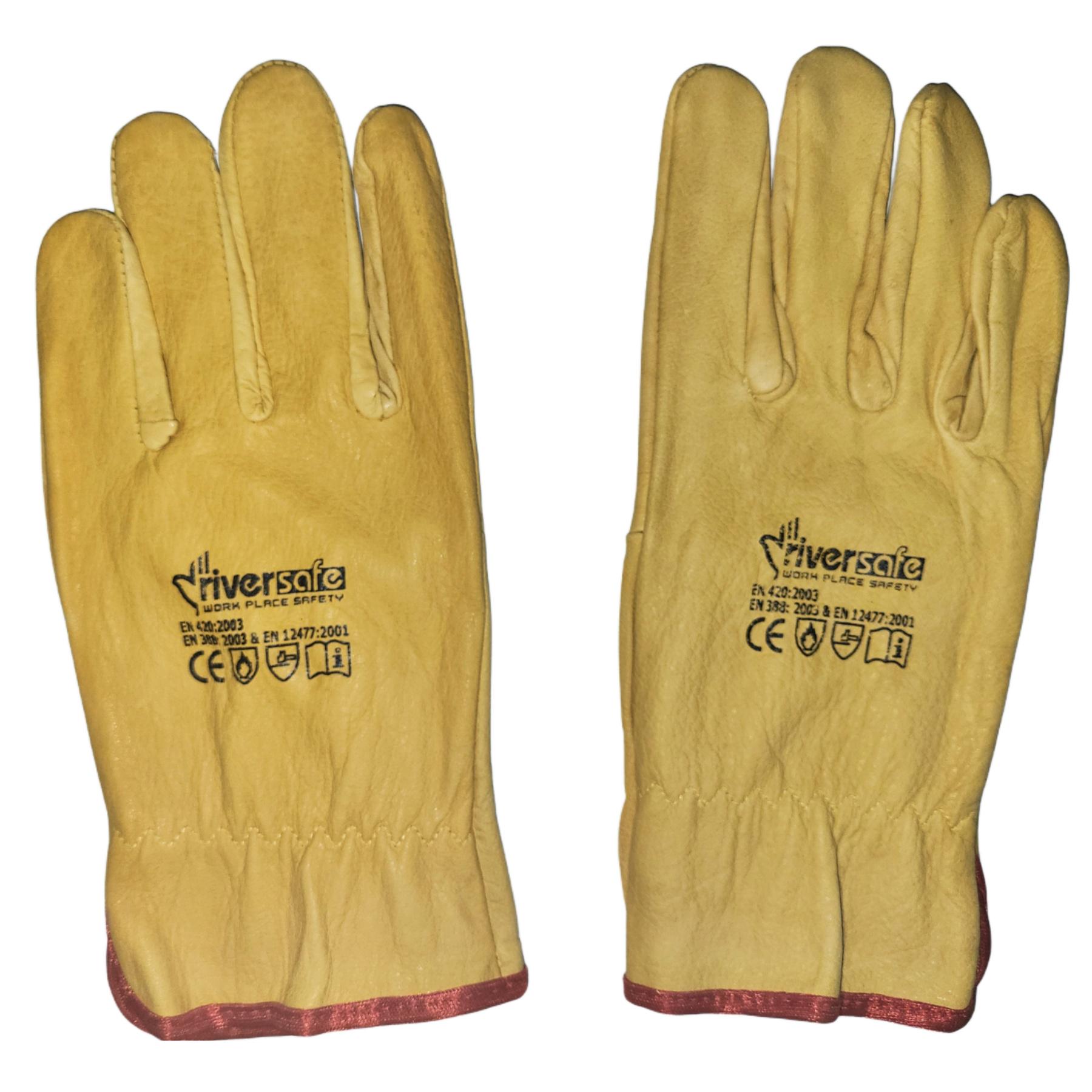 Рукавиці робочі захисні Riversafe для будівництва/пасіки водонепроникні шкіряні L Жовтий (28925800)