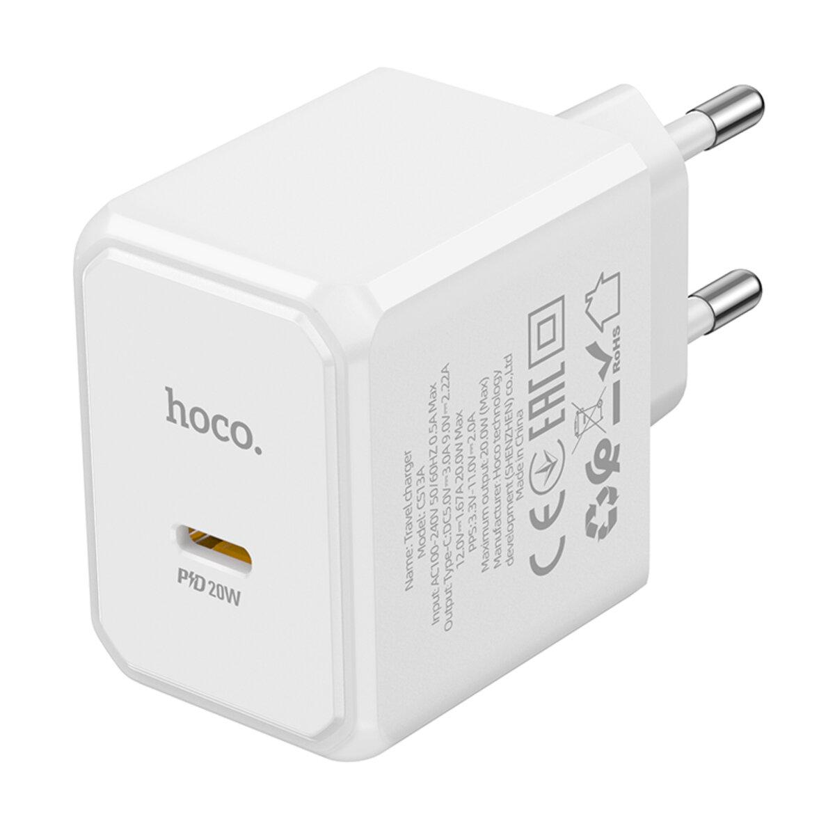 Зарядное устройство Hoco CS13A Ocean Single Port PD20W Charger 1xType-C White (6942007603812)