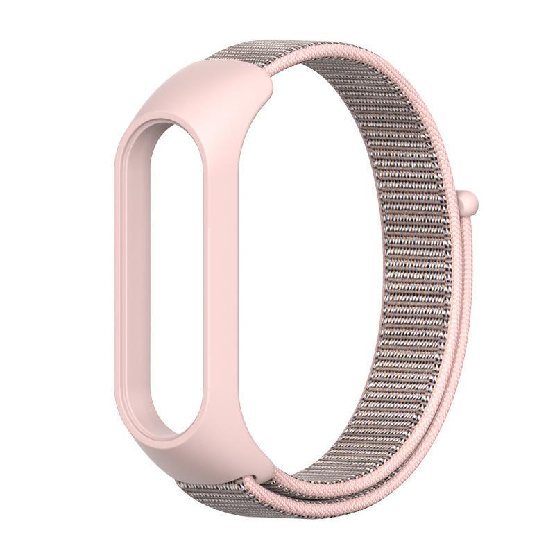 Ремешок MiJobs нейлоновый для Xiaomi Mi Band 5/6 Светло-розовый/Серый (1035P)