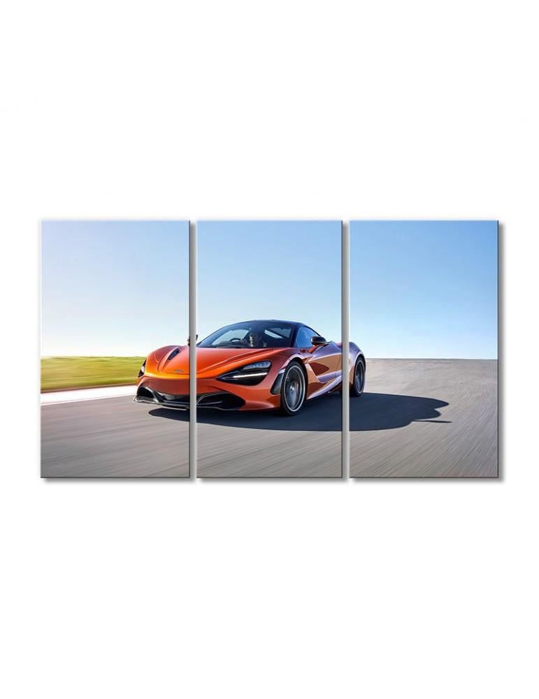 Картина модульная Суперкар МакЛарен оранжевый 3 модуля 120x180 см