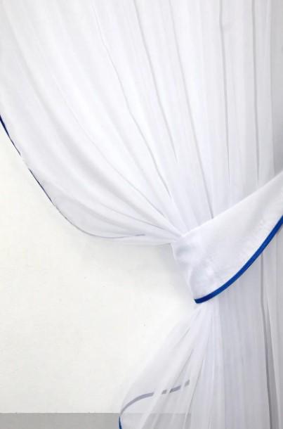 Комплект штор на кухню/балкон із ламбрекеном шифон 170х170 см Білий/Синій (103к) - фото 4 Комплект штор на кухню/балкон із ламбрекеном шифон 170х170 см Білий/Синій (103к) - фото 4