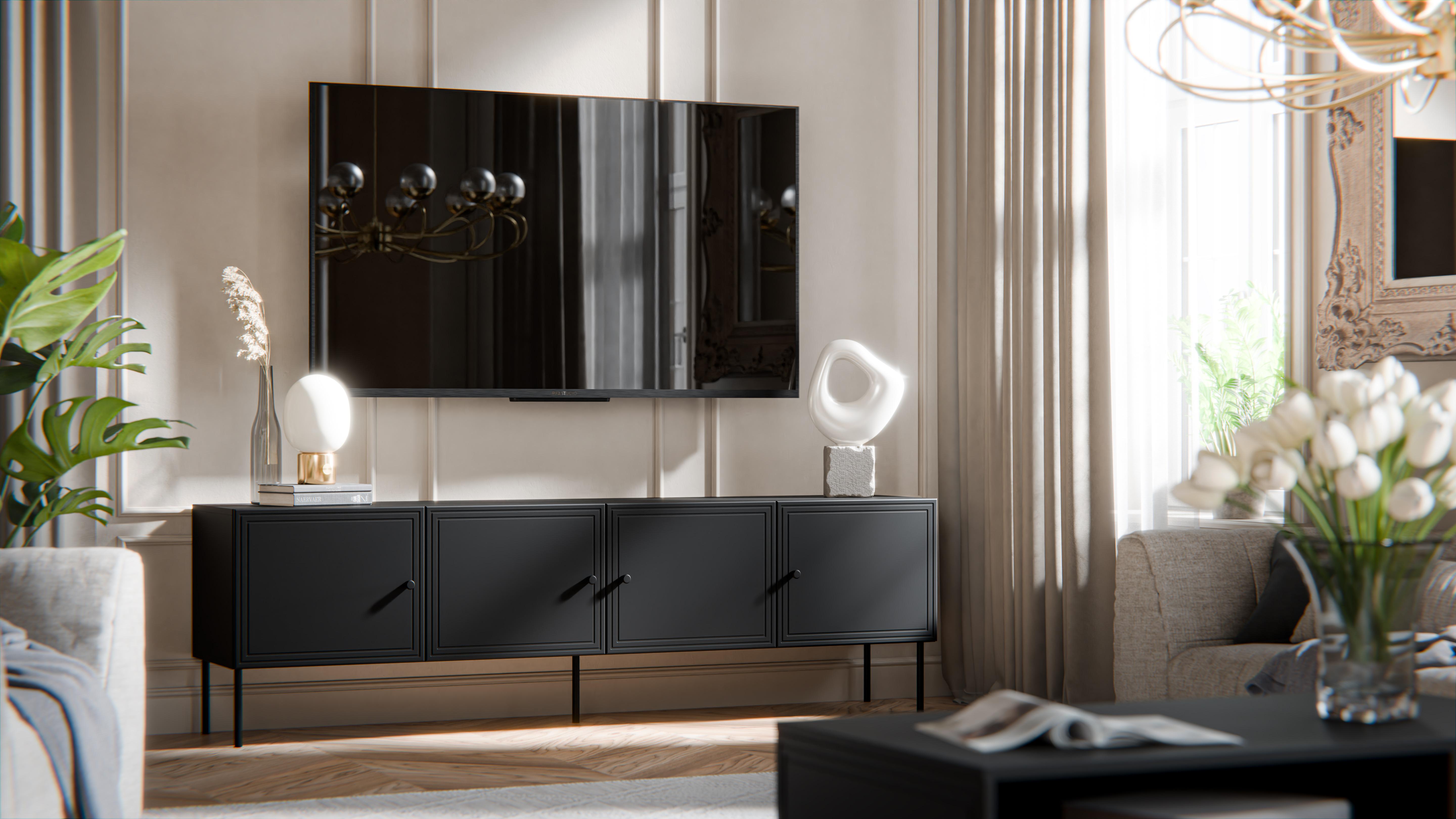 Тумба под телевизор Сama Palazzo BIS 200 Черный/Черный матовый (55456)