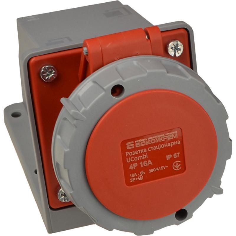 Розетка стационарная АСКО-УКРЕМ полиамид серии UСombi 4P 3Р+ РЕ 16A IP 67 (A0080010148)