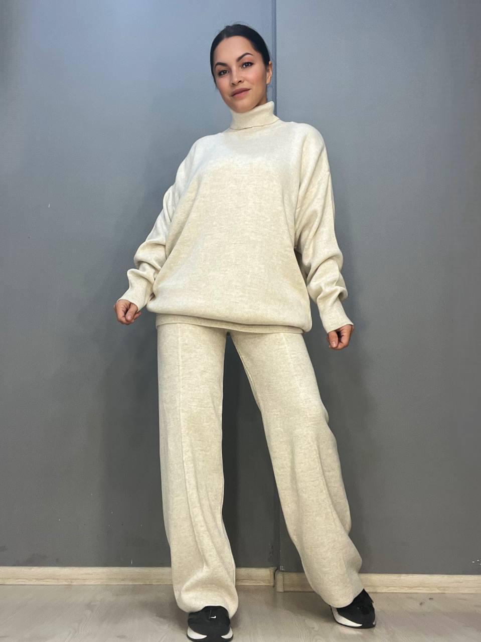 Костюм жіночий MY FASHION 202401-101 брюки зі стрілкою шнурок та светр OS Світло-бежевий (887) - фото 5 Костюм жіночий MY FASHION 202401-101 брюки зі стрілкою шнурок та светр OS Світло-бежевий (887) - фото 5