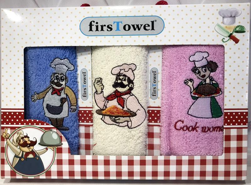 Набор кухонных полотенец First Towel Повар 30х50 см 3 шт. махровые (SA-5874)