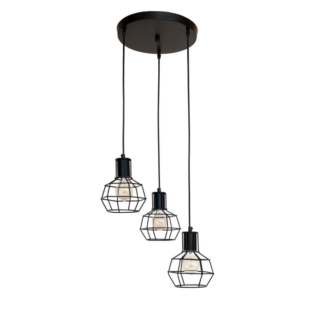 Підвісний світильник лофт чорний із трьома металевими плафонами Levistella 756PR1618F-3 BK (300)