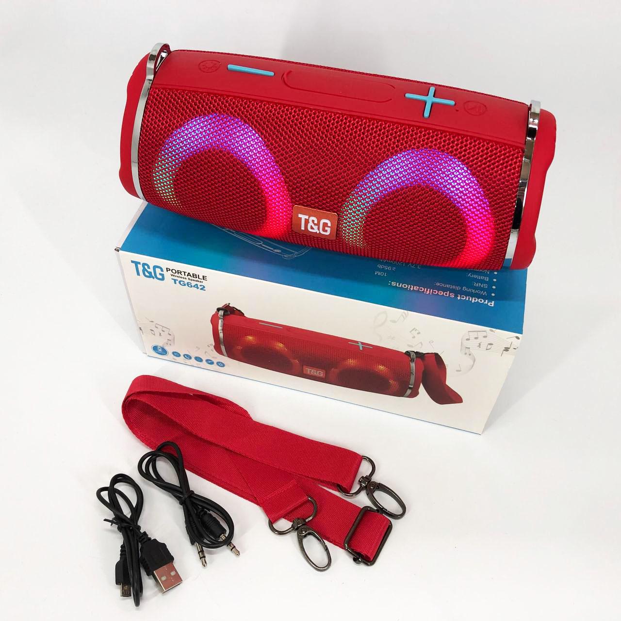 Колонка портативная с RGB подсветкой и ремешком TG642 Красный - фото 17
