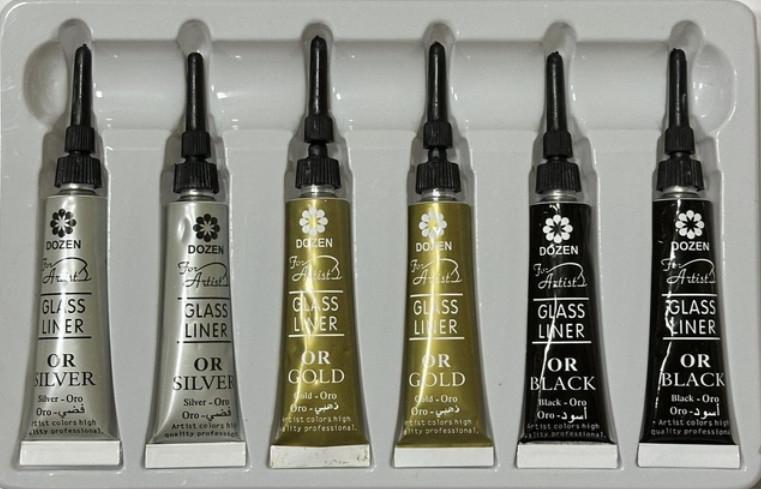 Краски линеры Dozen для стекла и керамики 6 цветов по 12 мл - фото 2 Краски линеры Dozen для стекла и керамики 6 цветов по 12 мл - фото 2