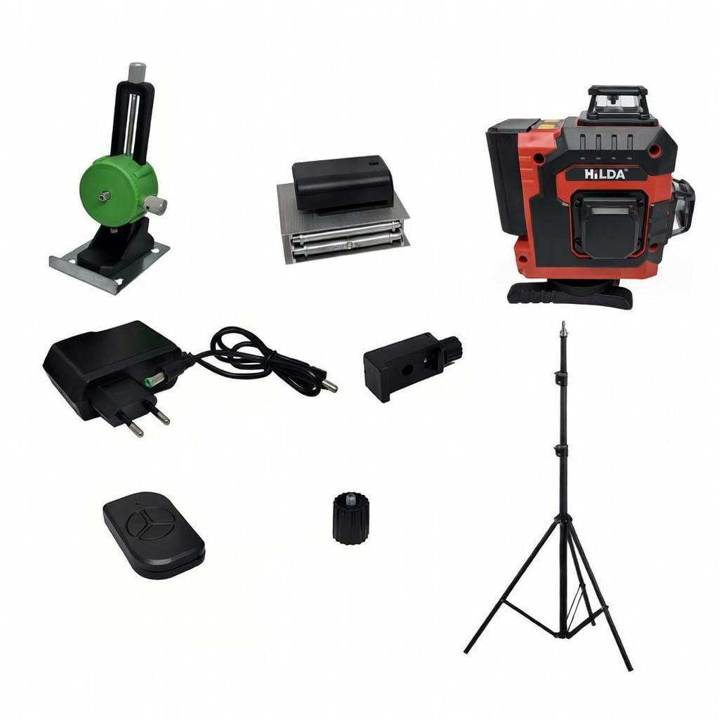 Лазерный нивелир HILDA 4D Top Classic 16 линий со штативом 2.1 метра пультом и 2 аккумуляторами. Откалиброванный лазерный уровень (33054497)