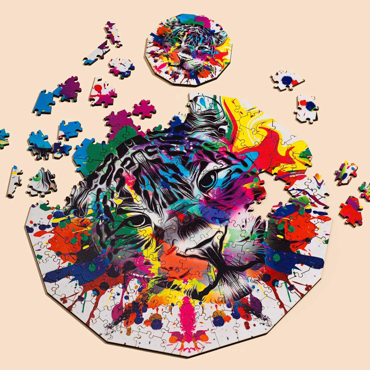 Пазл дерев'яний фігурний TheGravix Графіті Тварини Леопард 146 деталей - фото 2 Пазл дерев'яний фігурний TheGravix Графіті Тварини Леопард 146 деталей - фото 2