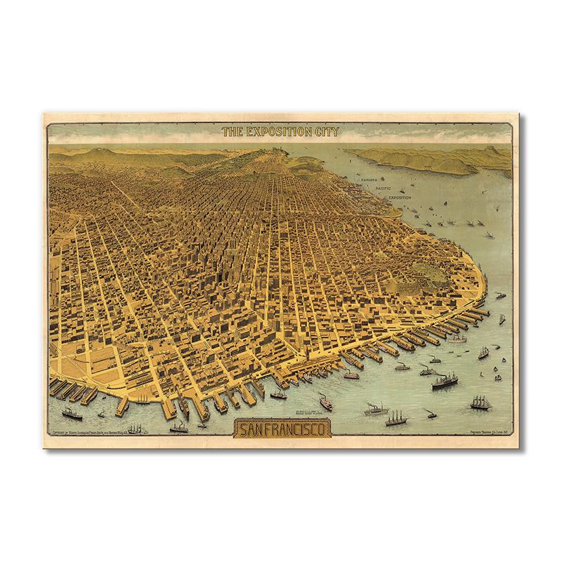 Винтажная карта Карта города Сан-Франциско 1 модуль 30х45 см