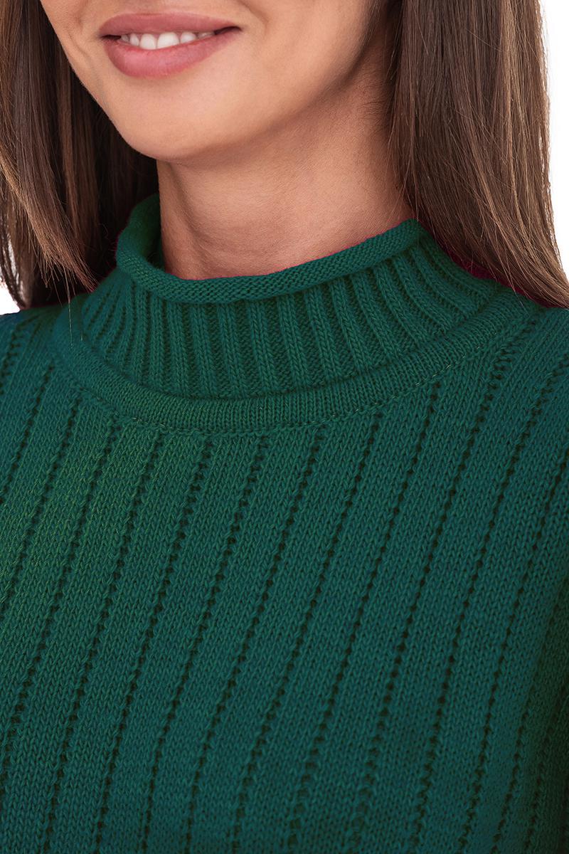 Джемпер с воротником-стойкой  SVTR р. 42-44 Темно зеленый (557) - фото 3