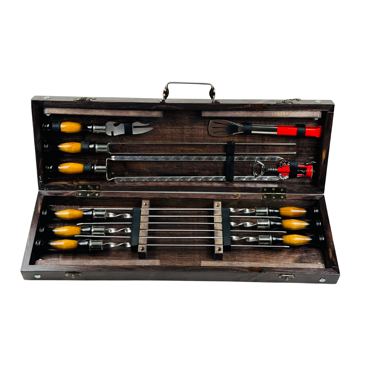 Набір шампурів Пантера люкс ручної роботи в подарунковому кейсі з нержавіючої сталі