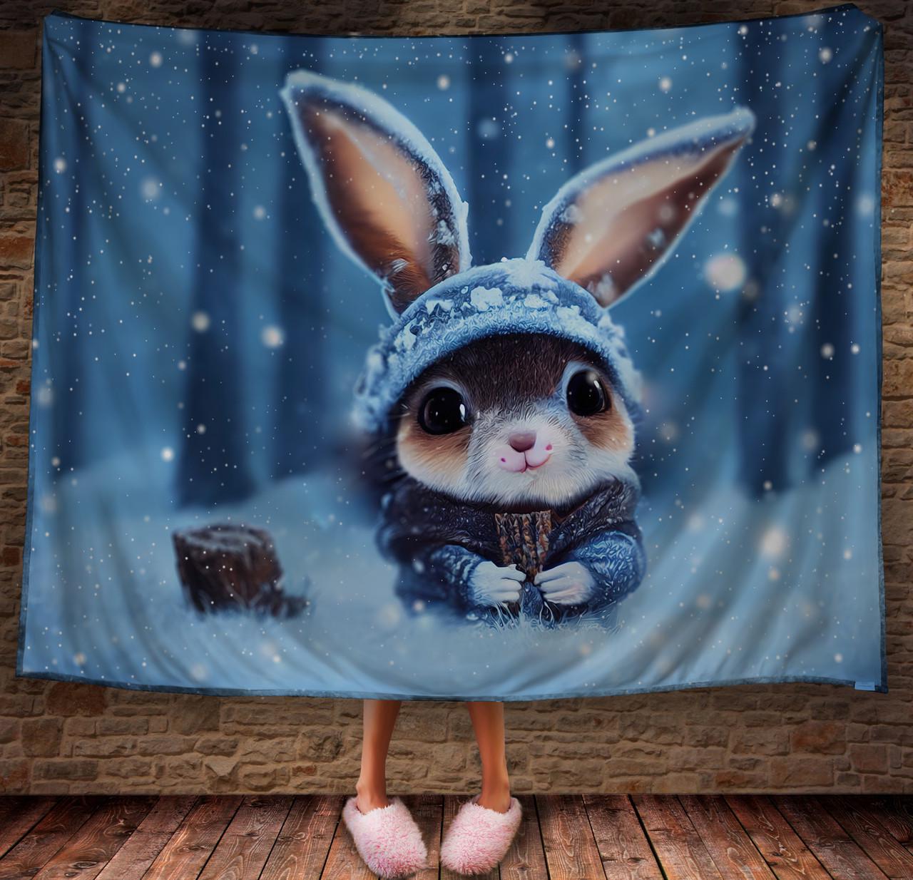 Плед с 3D принтом 44 Кролик в зимнем сказочном лесу 150х200 см (epi_1856)