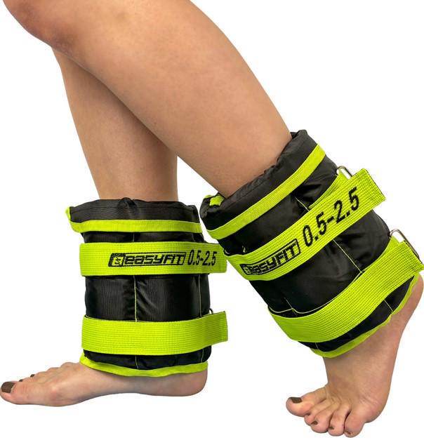 Утяжелители EasyFit для ног и рук 0,5-2,5 кг Черный/Зеленый (EF-WHT-0,5-2,5-L) Утяжелители EasyFit для ног и рук 0,5-2,5 кг Черный/Зеленый (EF-WHT-0,5-2,5-L)