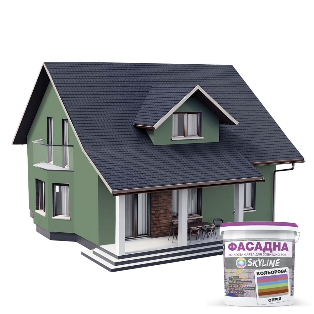 Фарба акрил-латексна фасадна Skyline 4020-G30Y 3 л Шалфей (650c0cd44bc23147a0718b6c) - фото 3 Фарба акрил-латексна фасадна Skyline 4020-G30Y 3 л Шалфей (650c0cd44bc23147a0718b6c) - фото 3