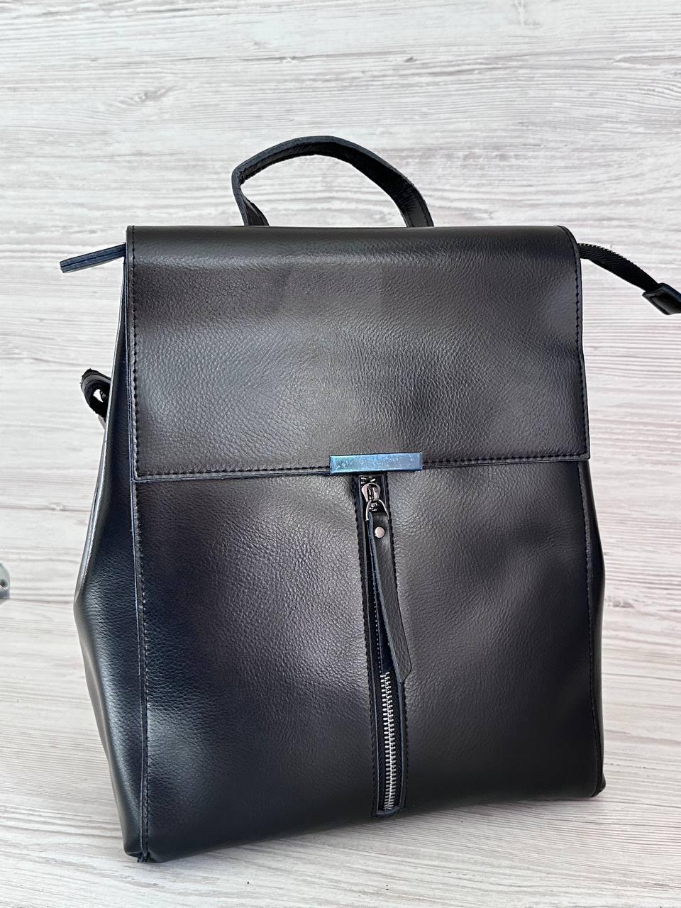 Жіночий рюкзак натуральна шкіра Чорний (7373)
