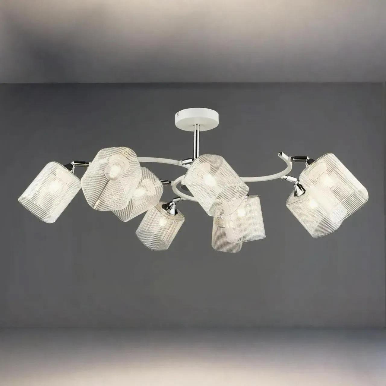 Люстра стельова Valeso на дев'ять скляних плафонів Е27 IP20 N6605/9 Білий/Хром (28686400)