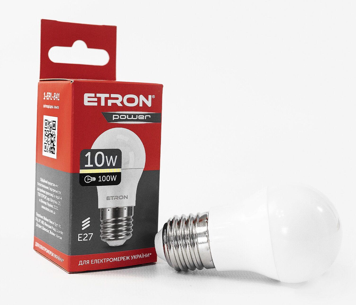 Светодиодная лампа ETRON 10W G45 3000K 220 V E27 (20175) Светодиодная лампа ETRON 10W G45 3000K 220 V E27 (20175)