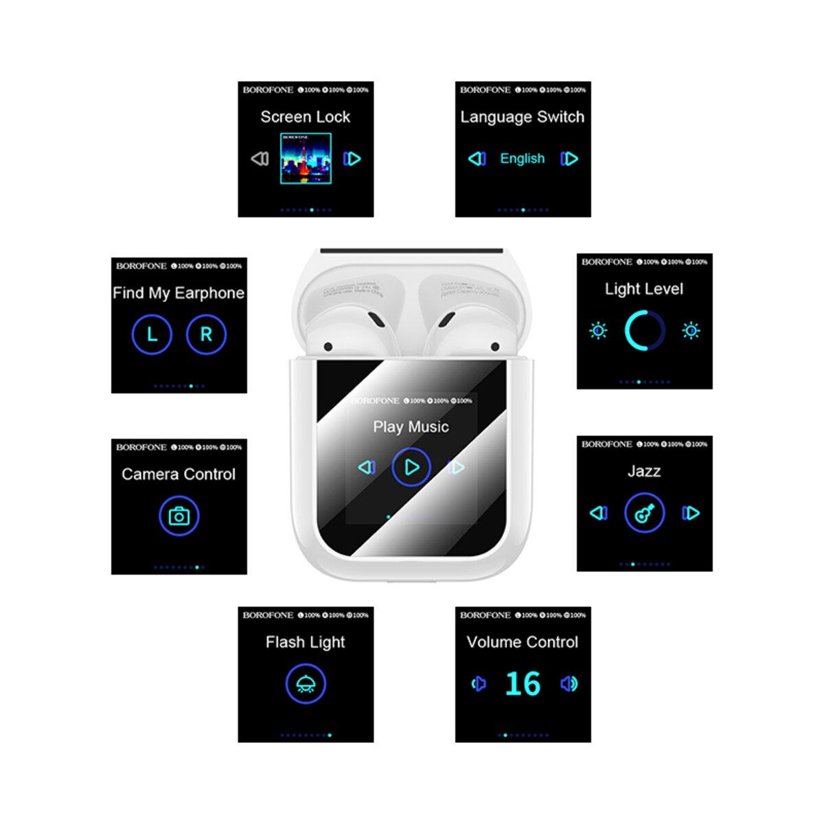 Навушники бездротові Borofone BW86 Brocade True Wireless BT5.4 Headset with touch screen 300 mAh White (6941991119484) - фото 6 Навушники бездротові Borofone BW86 Brocade True Wireless BT5.4 Headset with touch screen 300 mAh White (6941991119484) - фото 6