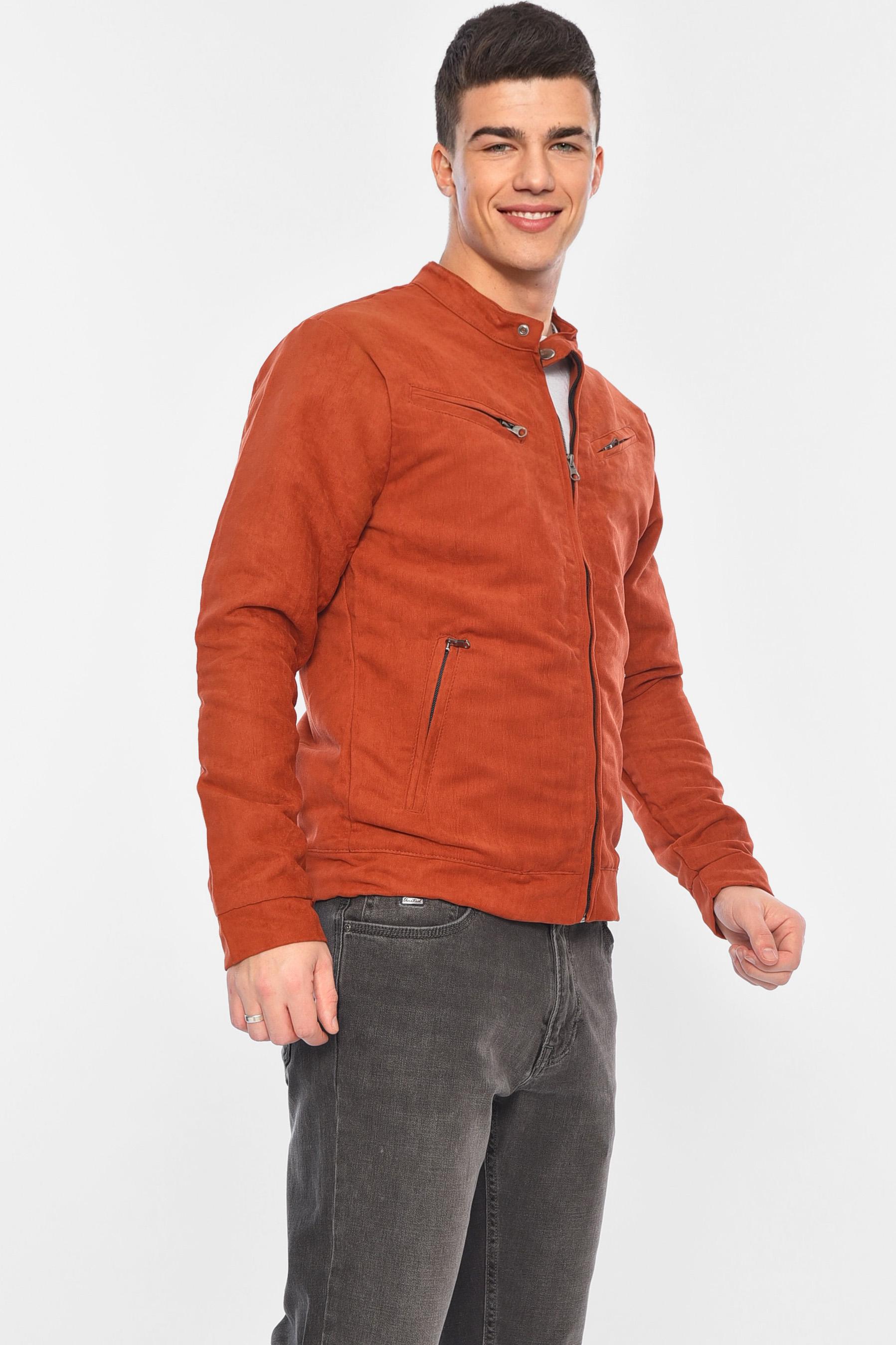 Бомбер чоловічий замшевий S-M Теракотовий (153600) - фото 2 Бомбер чоловічий замшевий S-M Теракотовий (153600) - фото 2