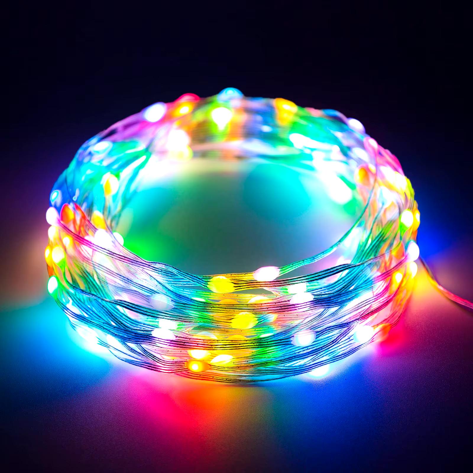 Гірлянда роса розумна RGB 20 м від USB 200 LED керування смартфоном та пульт ДК Bluetooth - фото 8