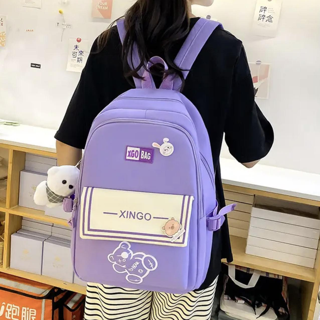 Школьный рюкзак для девочки XGO BAG 4в1 рюкзак/шоппер/пенал/сумочка Фиолетовый - фото 4 Школьный рюкзак для девочки XGO BAG 4в1 рюкзак/шоппер/пенал/сумочка Фиолетовый - фото 4